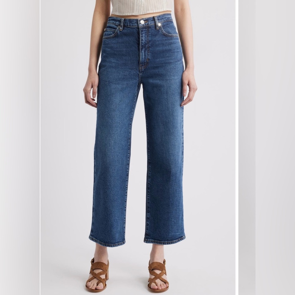 Frame Denim Blue The Wide High Waist Ankle Leg Jean. Size 28.